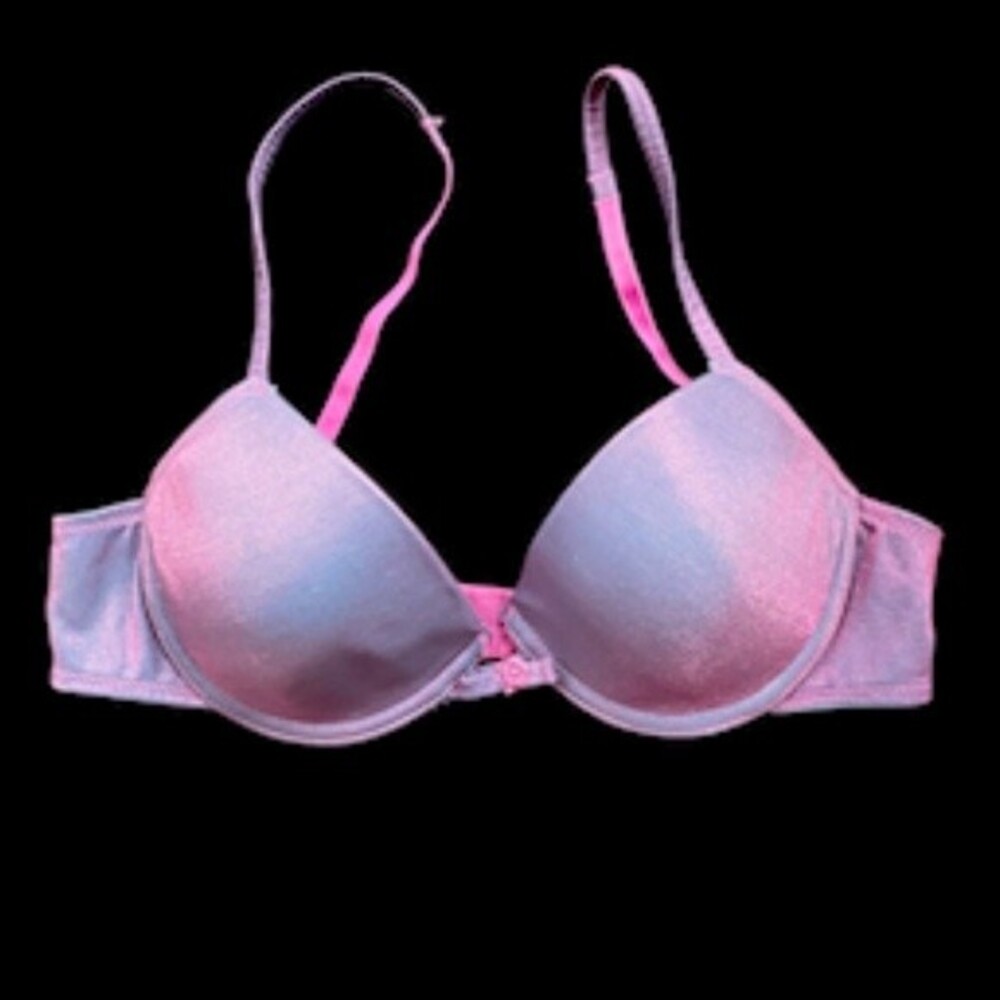 Lily Of France Vintage Push Up Underwire Bra -Lilac Metallic Sparkle Size 36B